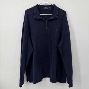 Polo Ralph Lauren 1/4 Zip Pullover Sweater Navy Blue Men's Size XXL 2XL Preppy